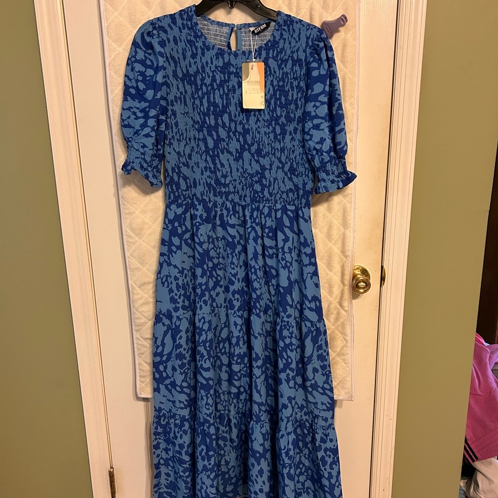 Blue Patterned Women's Dress